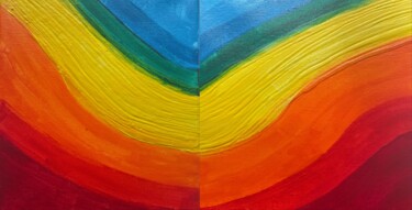 Painting titled "The Yellow Stripe" by Nancy Riedell, Original Artwork, Acrylic Mounted on Wood Stretcher frame