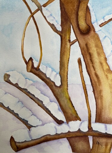 제목이 "Snowy Tree Limbs"인 미술작품 Nancy Riedell로, 원작, 수채화