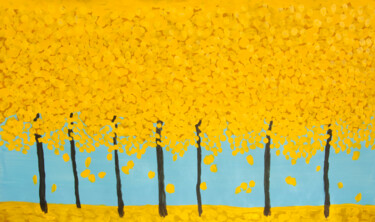 Yellow trees 4 Peinture intitulée "Yellow trees 4" par Irina Afonskaya, Œuvre d'art originale, Acrylique