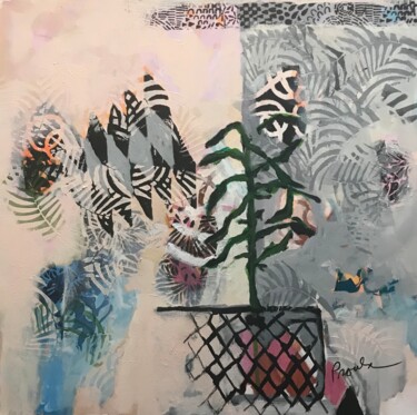 Painting titled ""Un fragile équilib…" by Johanne Proulx, Original Artwork, Acrylic Mounted on Wood Stretcher frame