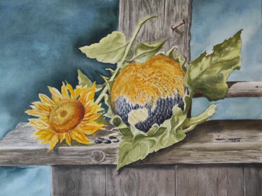 Pittura intitolato "Подсолнухи (Sunflow…" da Tatiana Chernetsova, Opera d'arte originale, Acquarello