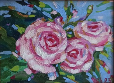 Ζωγραφική με τίτλο "Flowers Original Im…" από Svetlana Sindere, Αυθεντικά έργα τέχνης, Λάδι Τοποθετήθηκε στο Χαρτόνι