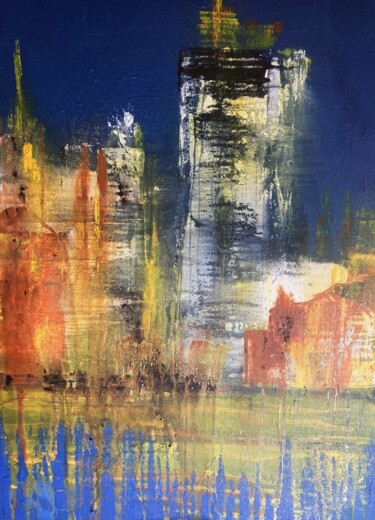 Peinture intitulée "Lichtstadt1" par Frank Römer, Œuvre d'art originale, Acrylique Monté sur Châssis en bois