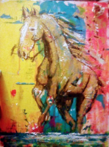 绘画 标题为“Riding wit golden d…” 由Keivius Cody, 原创艺术品, 丙烯