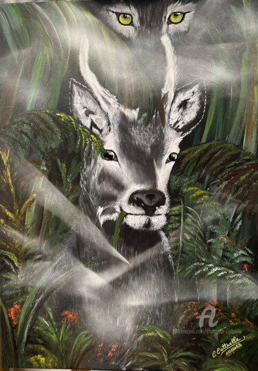 Vigilance Painting titled "Vigilance" by Christelle Cottrelle, Original Artwork, Acrylic Mounted on Wood Stretcher frame