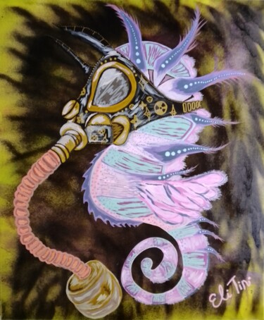 绘画 标题为“Seahorse in a Gas M…” 由Eli Tin Art, 原创艺术品, 丙烯