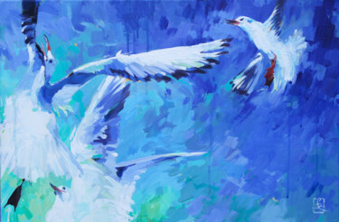 Pintura titulada "DYNAMIC FLIGHT" por Fabia Zobel, Obra de arte original, Acrílico Montado en Bastidor de camilla de madera