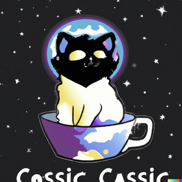 「A Meowgical Escape」というタイトルのデジタルアーツ Gerard Yadavによって, オリジナルのアートワーク, AI生成画像