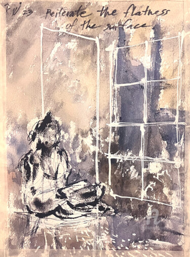 绘画 标题为“A Cubist Thought” 由Jake Sheykhet, 原创艺术品, 水彩