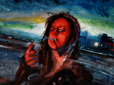 Montserrat - Ojos sin cara Painting titled "Montserrat - Ojos s…" by Manu Toxxic, Original Artwork, Watercolor
