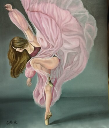 Painting titled "COMO EL AIRE" by María Rosario Aladro Loza, Original Artwork, Oil Mounted on Wood Panel