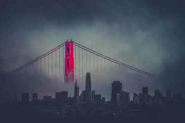摄影 标题为“Golden Gate Bridge…” 由Frederic Bos, 原创艺术品, 照片蒙太奇