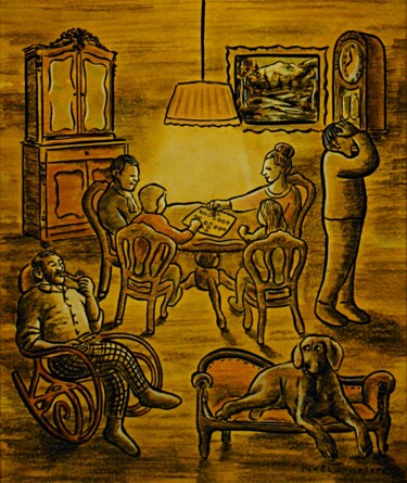 Settembrini the Bourgeois (MM11) Pittura intitolato "Settembrini the Bou…" da Noël Van Hoof, Opera d'arte originale, Acquarello