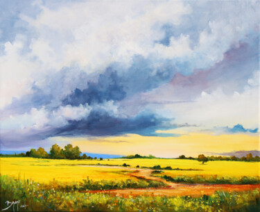 Coucher de soleil sur le champ de canola 绘画 标题为“Coucher de soleil s…” 由Eric Bruni, 原创艺术品, 丙烯 安装在木质担架架上