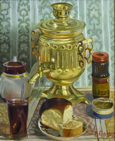 Stil life with samovar | Натюрморт с самоваром 绘画 标题为“Stil life with samo…” 由Govoroff Vladimir, 原创艺术品, 油