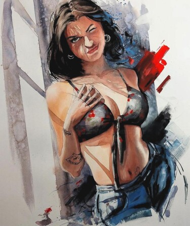 Cherries on me Painting titled "Cherries on me" by Manu Toxxic, Original Artwork, Watercolor