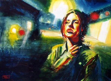Montserrat - Descanso entre medias Painting titled "Montserrat - Descan…" by Manu Toxxic, Original Artwork, Watercolor
