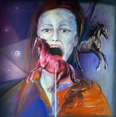 绘画 标题为“One on one frenzy” 由Katarzyna M. Rymarz, 原创艺术品, 油