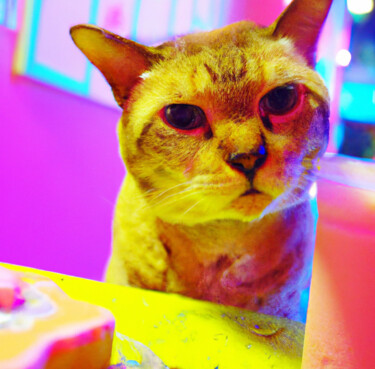 「Purrfect」というタイトルのデジタルアーツ Gerard Yadavによって, オリジナルのアートワーク, AI生成画像