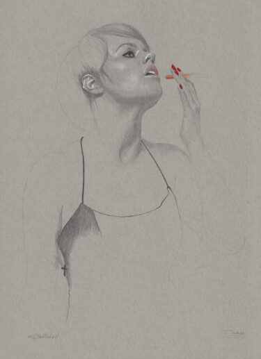 图画 标题为“"BlackRred Nr.3 (18…” 由Walter Roos, 原创艺术品, 铅笔