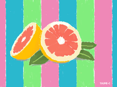 Arts numériques intitulée "Pomelo 30x40, exemp…" par Guillaume Chocu (YAUME-C), Œuvre d'art originale, Peinture numérique Mo…