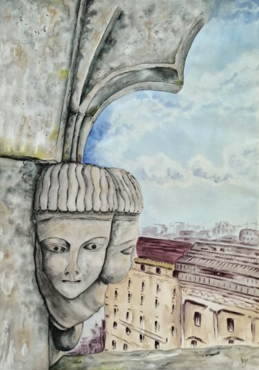 Painting titled "View of centuries" by Olena Yemelianova, Original Artwork, Watercolor