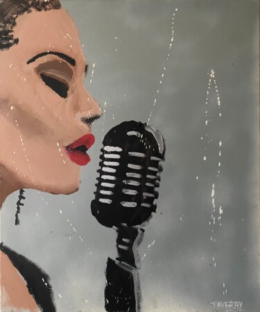 Schilderij getiteld "La chanteuse" door Jayfray, Origineel Kunstwerk, Acryl Gemonteerd op Frame voor houten brancard