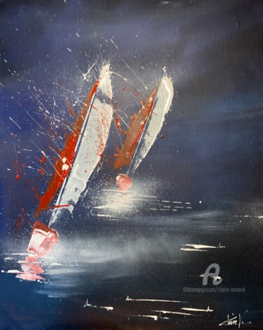 Peinture intitulée "Pas de deux sur l’o…" par Claire Morand, Œuvre d'art originale, Acrylique Monté sur Châssis en bois
