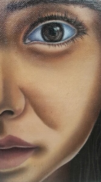 绘画 标题为“peinture portrait a…” 由Steivan Loundou, 原创艺术品, 油 安装在木质担架架上