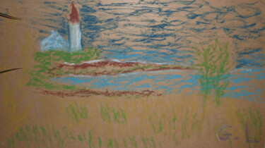Peinture intitulée "paysage bucolique" par Ludovic Grumel, Œuvre d'art originale, Pastel