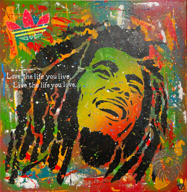 Bob 2 (Bob Marley) Painting titled "Bob 2 (Bob Marley)" by Christophe Gandolphe, Original Artwork, Acrylic
