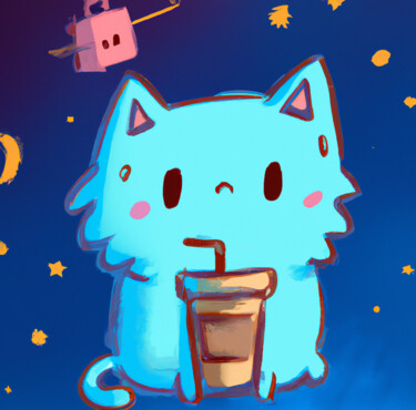 「Meowgical Cat」というタイトルのデジタルアーツ Gerard Yadavによって, オリジナルのアートワーク, AI生成画像