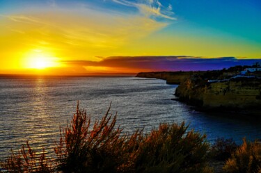 Algarve 14 : coucher de soleil sur la falaise Photography titled "Algarve 14 : couche…" by Rosalina Vaz, Original Artwork, Digital Photography