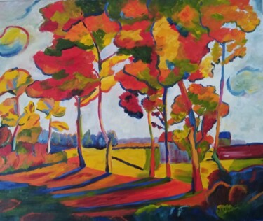 Peinture intitulée "Automne" par Patricia Caillault, Œuvre d'art originale, Huile Monté sur Châssis en bois
