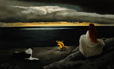 The fire Peinture intitulée "The fire" par Oleg Baulin, Œuvre d'art originale, Huile Monté sur Châssis en bois