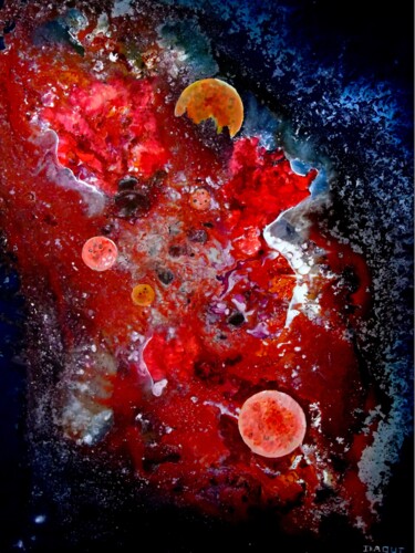 Painting titled "Cosmos 17" by Robert Daout, Original Artwork, Acrylic Mounted on Wood Stretcher frame