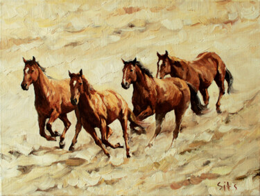 Freedom. Horse series. Pittura intitolato "Freedom. Horse seri…" da Andrei Sitsko, Opera d'arte originale, Olio Montato su Telaio per barella in le…