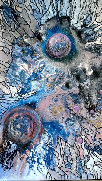绘画 标题为“Cosmos 21” 由Robert Daout, 原创艺术品, 丙烯 安装在木质担架架上