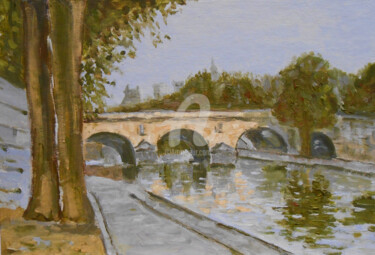 绘画 标题为“"Bridge over river"” 由Arthuris, 原创艺术品, 油