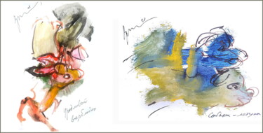 Digital Arts titled "Ugly camel sees fly…" by Dima Dima Vil Ms Wilms (Rok Zivopisec Rock Painter), Original Artwork, Waterco…