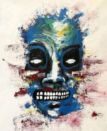 Blue Head Painting titled "Blue Head" by Vaxo Lang, Original Artwork, Acrylic