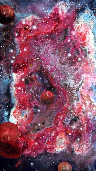 绘画 标题为“Cosmos 35” 由Robert Daout, 原创艺术品, 丙烯 安装在木质担架架上