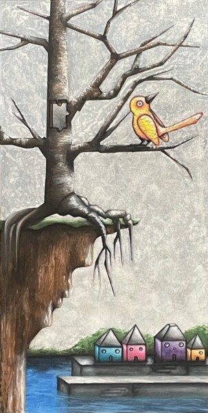 PASSEREAU Peinture intitulée "PASSEREAU" par Manon Langevin (Lange), Œuvre d'art originale, Acrylique Monté sur Châssis en bois