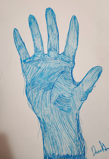 Dessin intitulée "Main sortie de l'eau" par Dan Klight, Œuvre d'art originale, Crayon