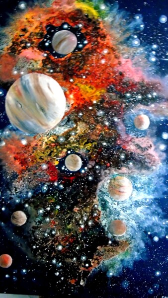 绘画 标题为“Cosmos 39” 由Robert Daout, 原创艺术品, 丙烯 安装在木质担架架上