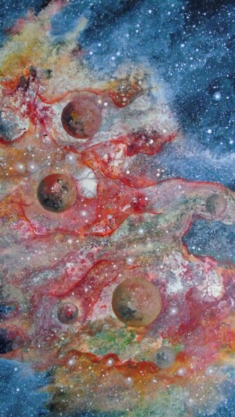 绘画 标题为“Cosmos 42” 由Robert Daout, 原创艺术品, 丙烯 安装在木质担架架上