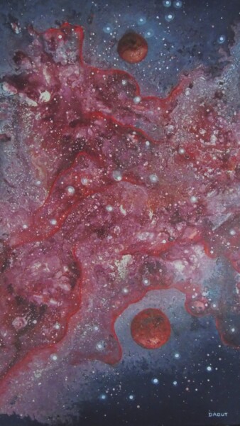Painting titled "Cosmos 44" by Robert Daout, Original Artwork, Acrylic Mounted on Wood Stretcher frame