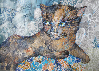 제목이 "Cat Feelings"인 그림 Sergey Kostin로, 원작, 수채화