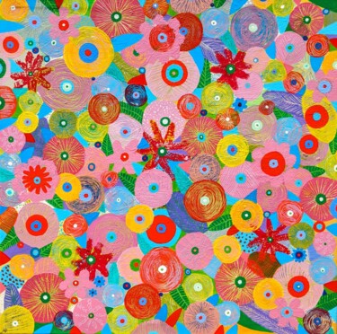 Fleurs de paradis 1 Painting titled "Fleurs de paradis 1" by Aude Billerot, Original Artwork, Acrylic