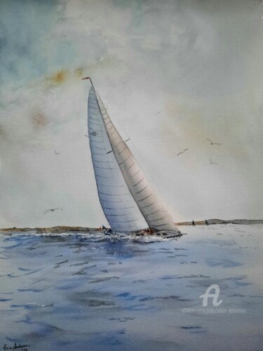 Peinture intitulée "THE RACE" par Alain Devienne, Œuvre d'art originale, Aquarelle